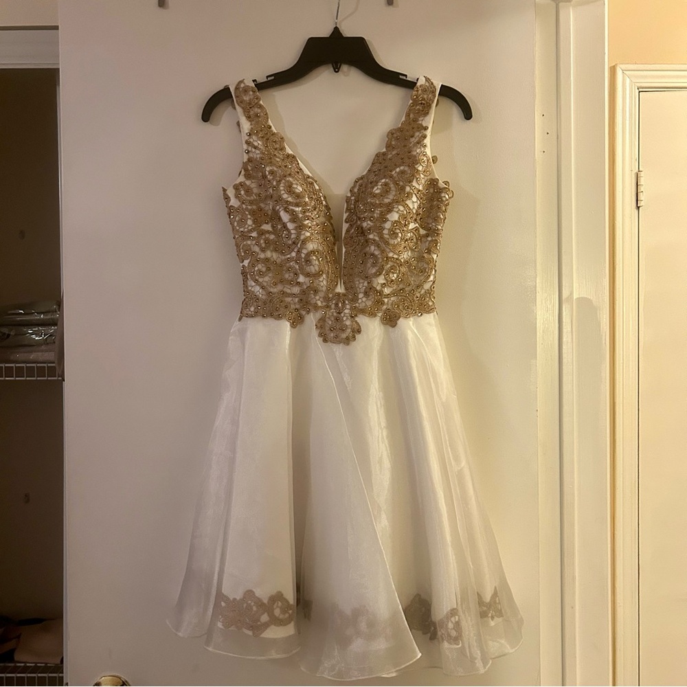 Elegant Gold and White Dress